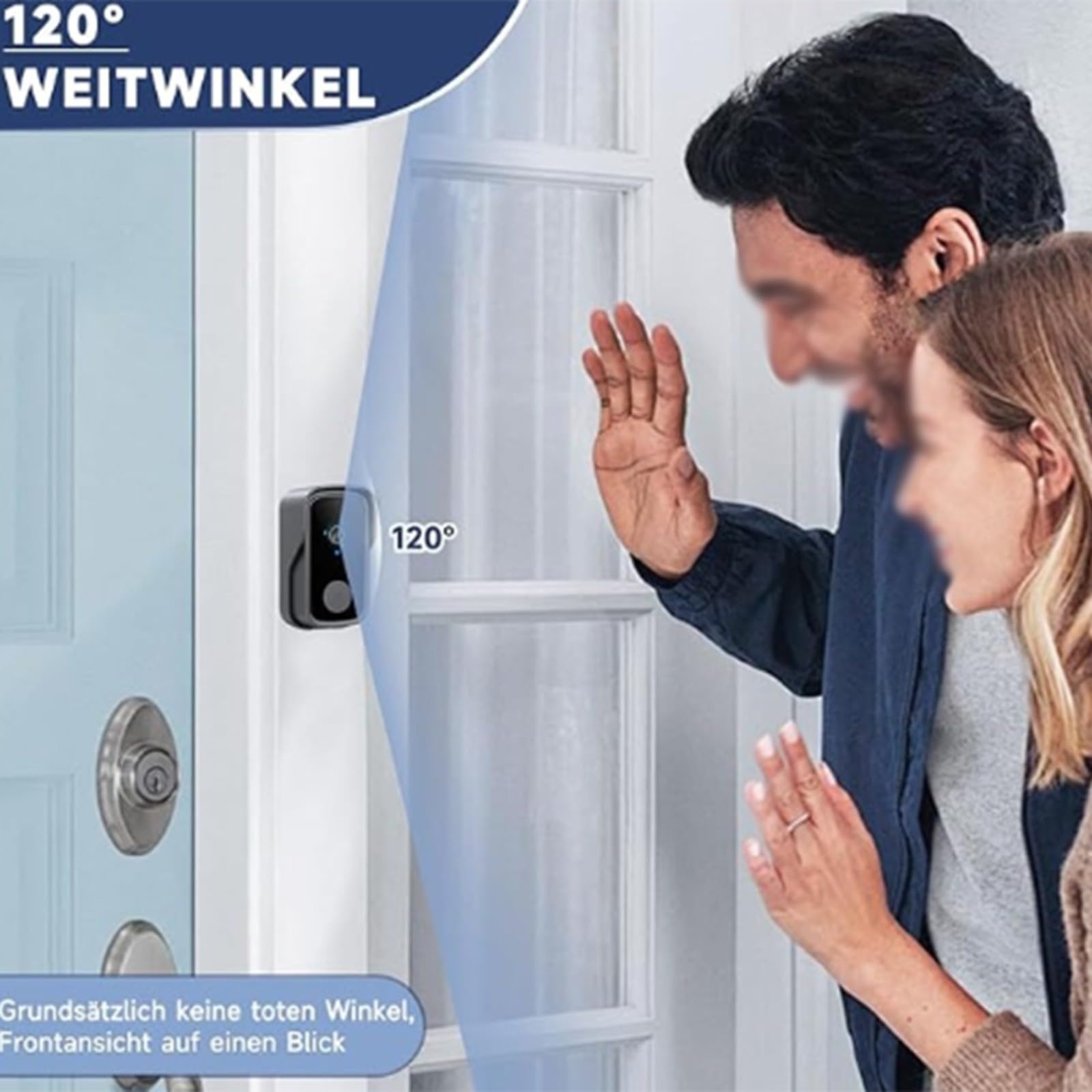 Sonnette vidéo sans fil avec écran de 4,3" et interphone bidirectionnel de nuit sans abonnement, pour la sécurité à domicile