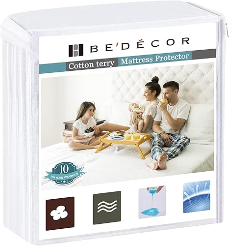 Protector de colchón Bedecor, funda de rizo de algodón suave, apto hasta 18 pulgadas, para bebés, mujeres embarazadas, personas con incontinencia -