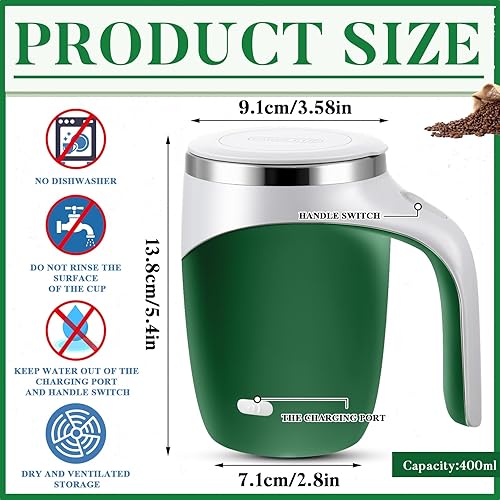 Miniatura 2 de Patelai 2 tazas de café autoagitables a granel, taza autoagitable recargable de 13.5 onzas, taza de mezcla automática de viaje para empleados,