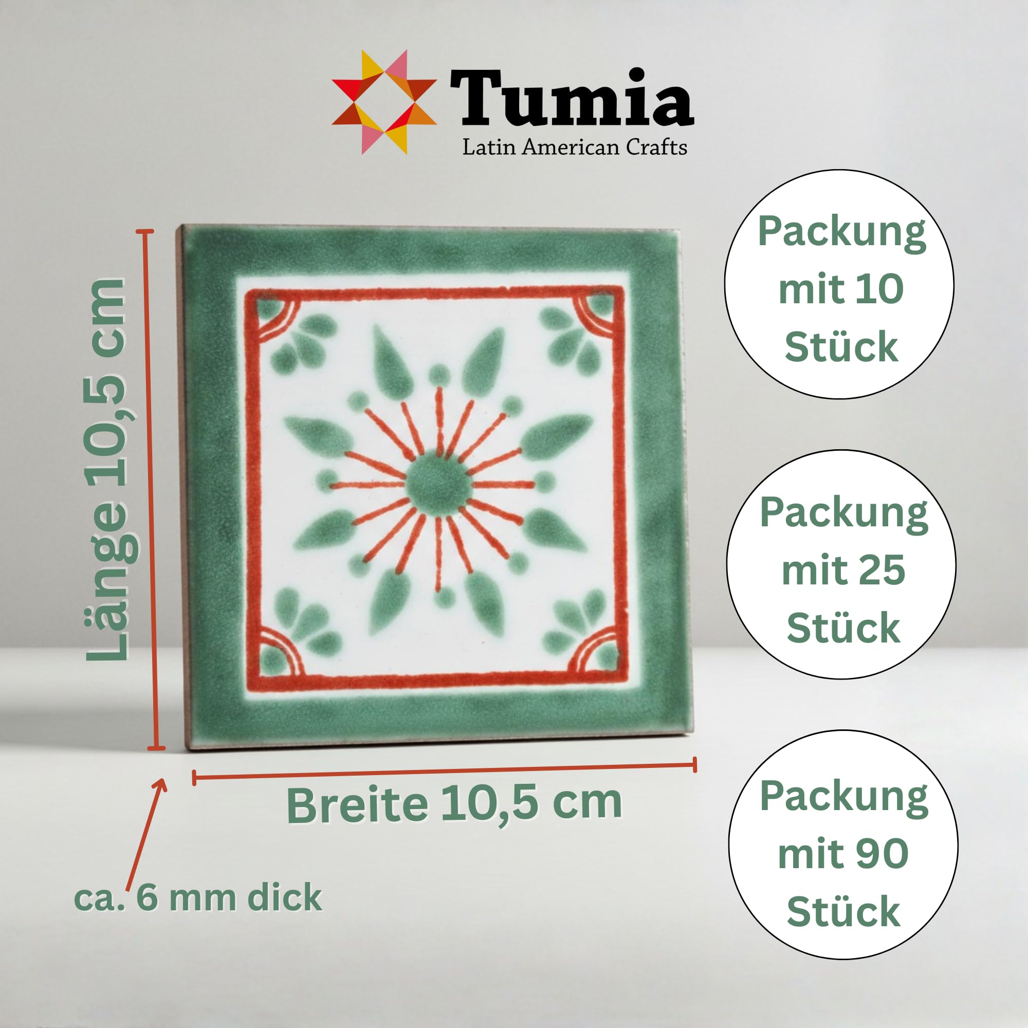 Tumia LAC Handgefertigte Mexikanische Talavera Fliesen Authentischer Stil Pacho Keramikfliesen für Kunsthandwerk, Küchenrückwand, Wandfliesen und Heimwerker Projekte