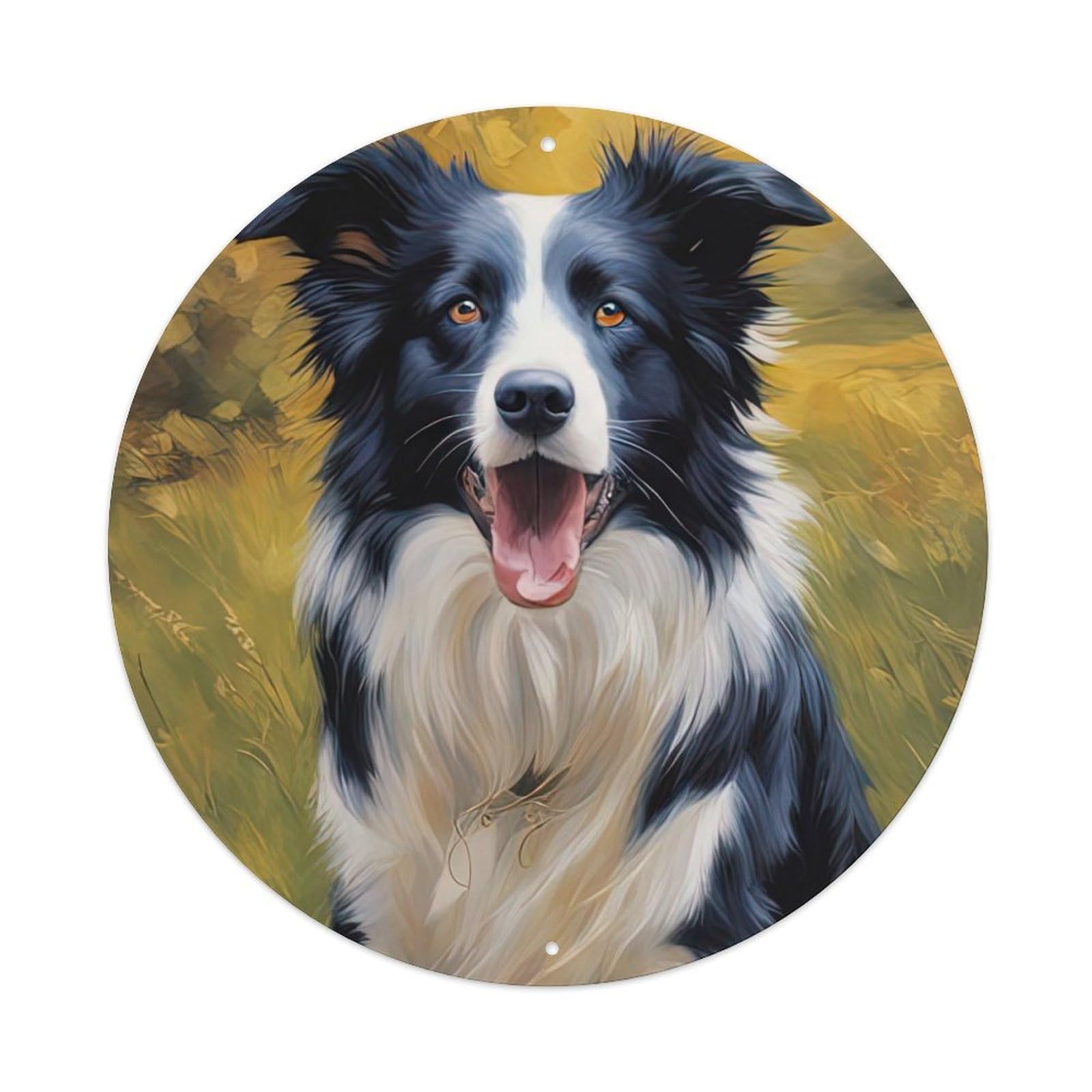Animal Artwork Border Collie in The Meadow Metal Tin Sign