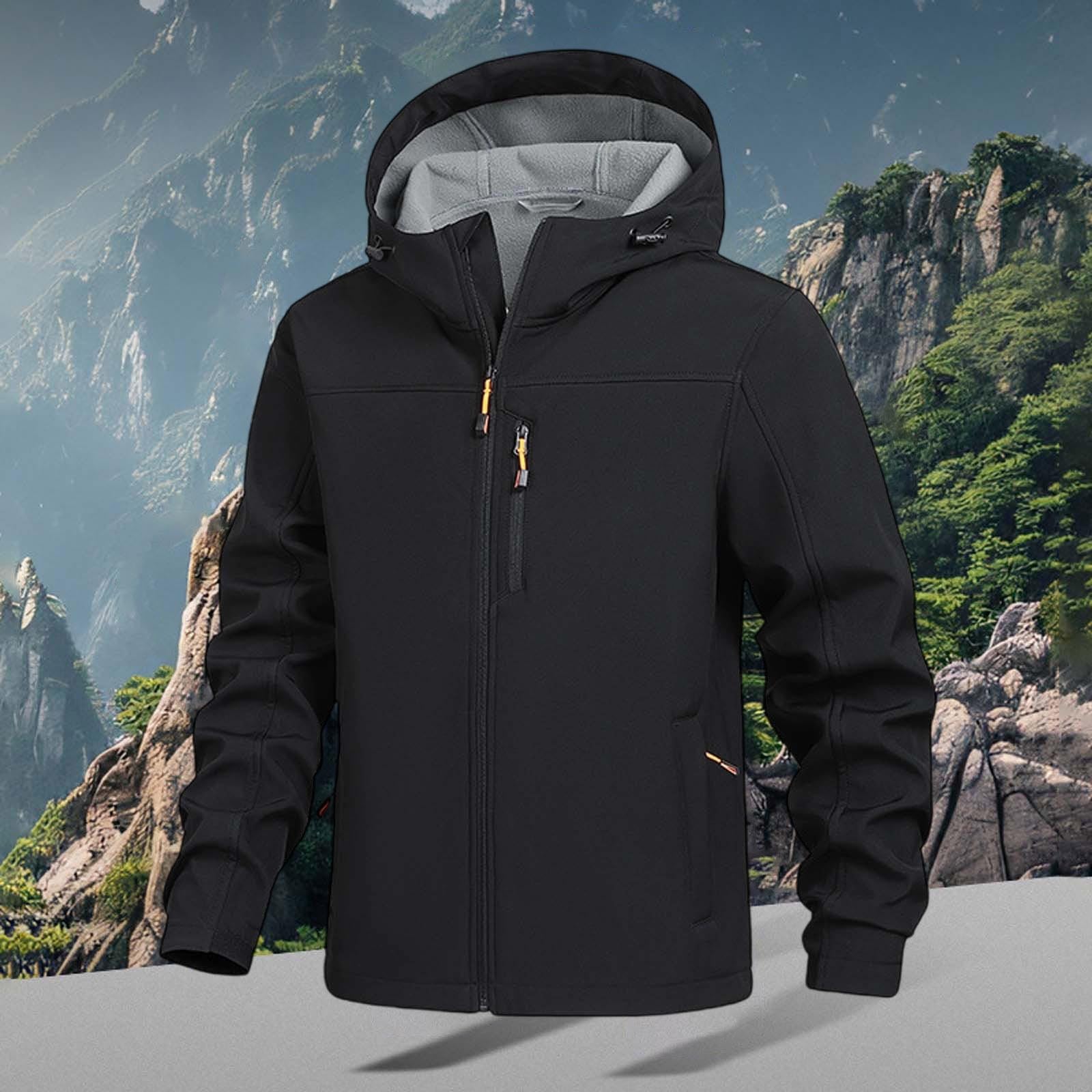 Generisch Giacca invernale in pile softshell da uomo, calda, antivento, isolata, per esterni, con isolamento termico leggero per il freddo