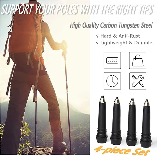 Miniatura 2 de Puntas de bastón de senderismo de goma, 4 piezas, puntas universales de carburo, puntas de botas de goma, protectores de pies de goma, copos de