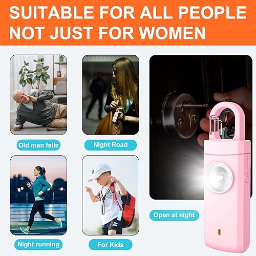 Miniatura 5 de FA FIGHTART Alarma personal recargable para mujeres, regalos de cumpleaños de Navidad para estudiantes, niños, niñas, ancianos, alarma de sirena