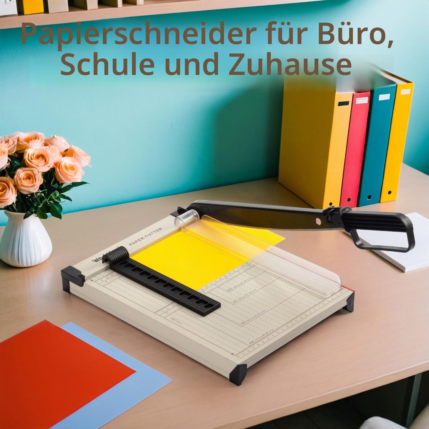 WORKLION Hebelschneider A4 – robuster Papierschneider mit Sicherheitsschutz, 15 Blatt Kapazität, Präzisions-Schneidemaschine zum Schneiden von Papier, Karten, Fotos, Vinyl und mehr mit