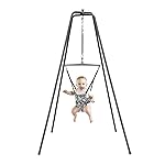 Jolly Jumper Elite (Grey Safari) Baby Exerciser - Sturdy Frame, 6 ft Tall Stand Baby Jumper, Indoor and Outdoor Exercise Saddle Seat, Adjustable Height, for Infants up to 28lbs