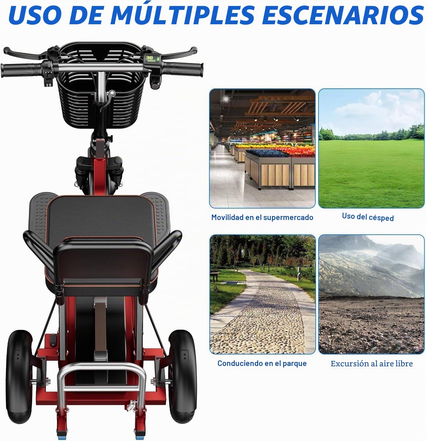 Patinete de movilidad plegable para adultos Scooter De Movilidad Motorizado Para Personas Mayores Scooter De Movilidad Para Maletero De Coche De Viaje