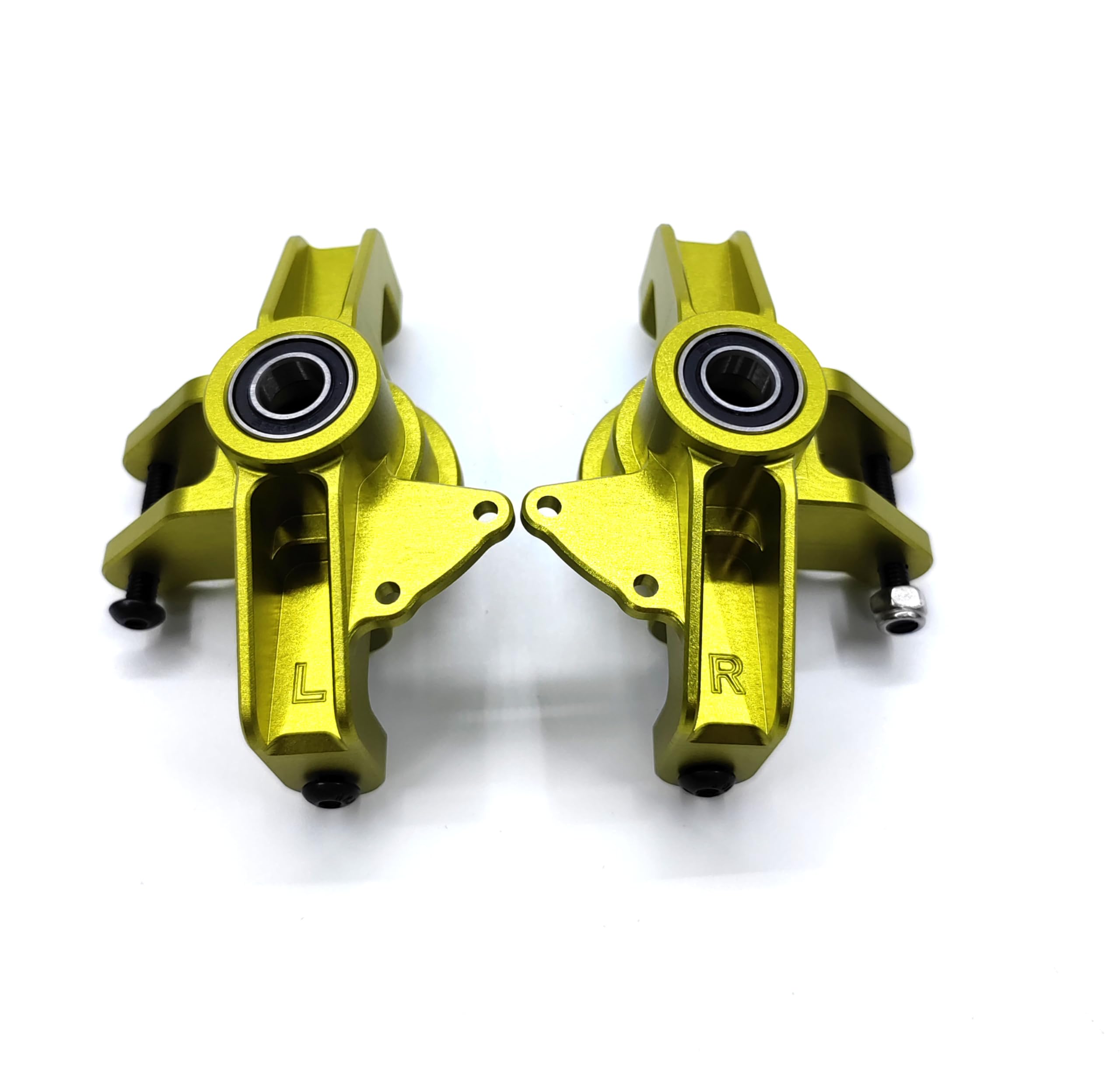 KEBEILEE CNC Upgrade Racing Alu7075# Front Spindle Set Knuckle for LOSI Super Baja Rey 2.0 1/6 (Yellow)