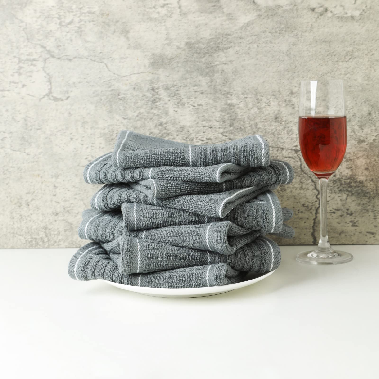 Glynniss Juego de toallas y paños de cocina, cuatro paños de cocina de 16 x 26 pulgadas, cuatro paños absorbentes para lavar platos de 12 x 12 pulgadas, limpieza y secado para uso diario, paquete de 8