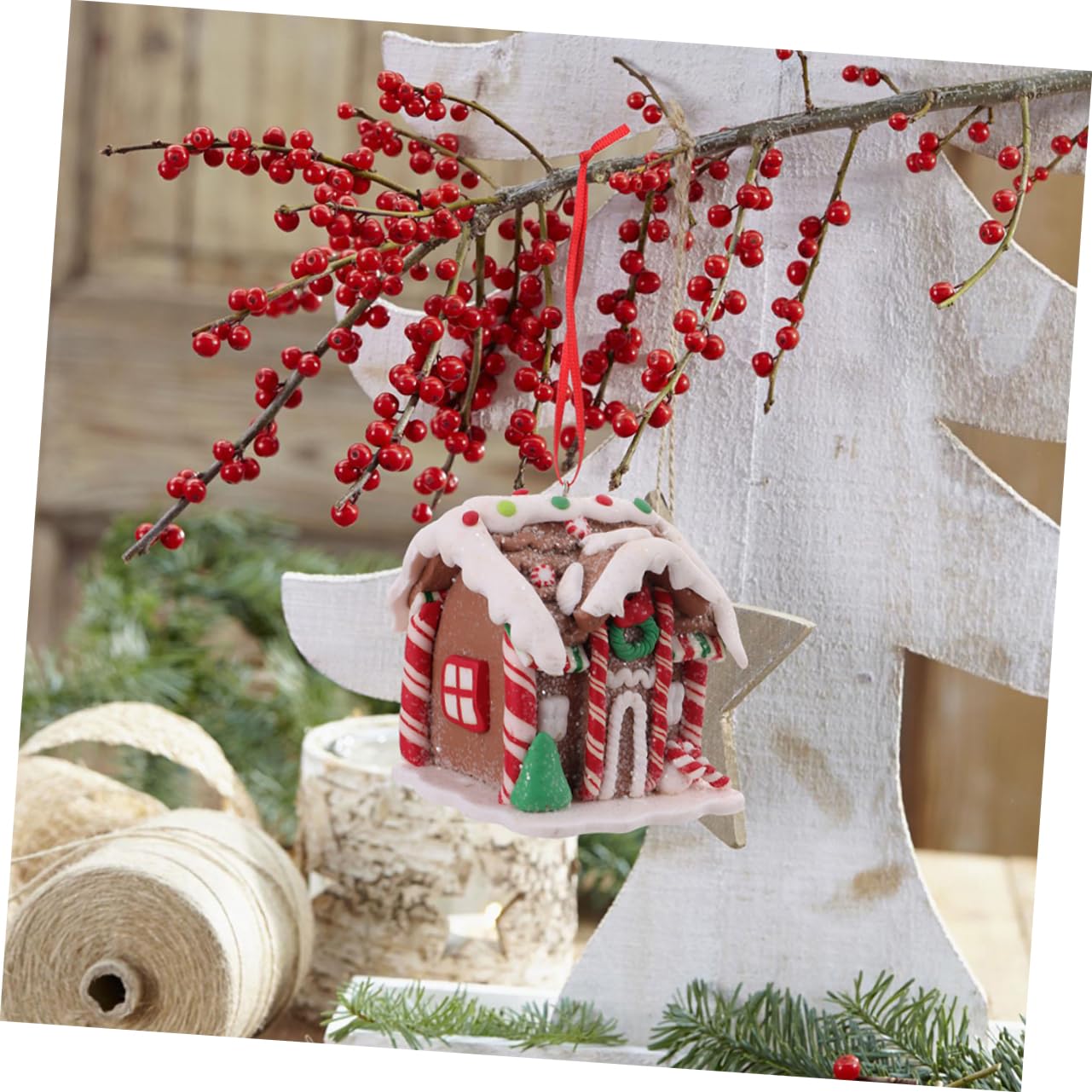ABOOFAN 4piezas Adornos de Casa de Jengibre Colgantes para Árbol de Navidad Decoración de Escritorio para Fiestas Navideñas de Materiales para Decorar Escenas Navideñas
