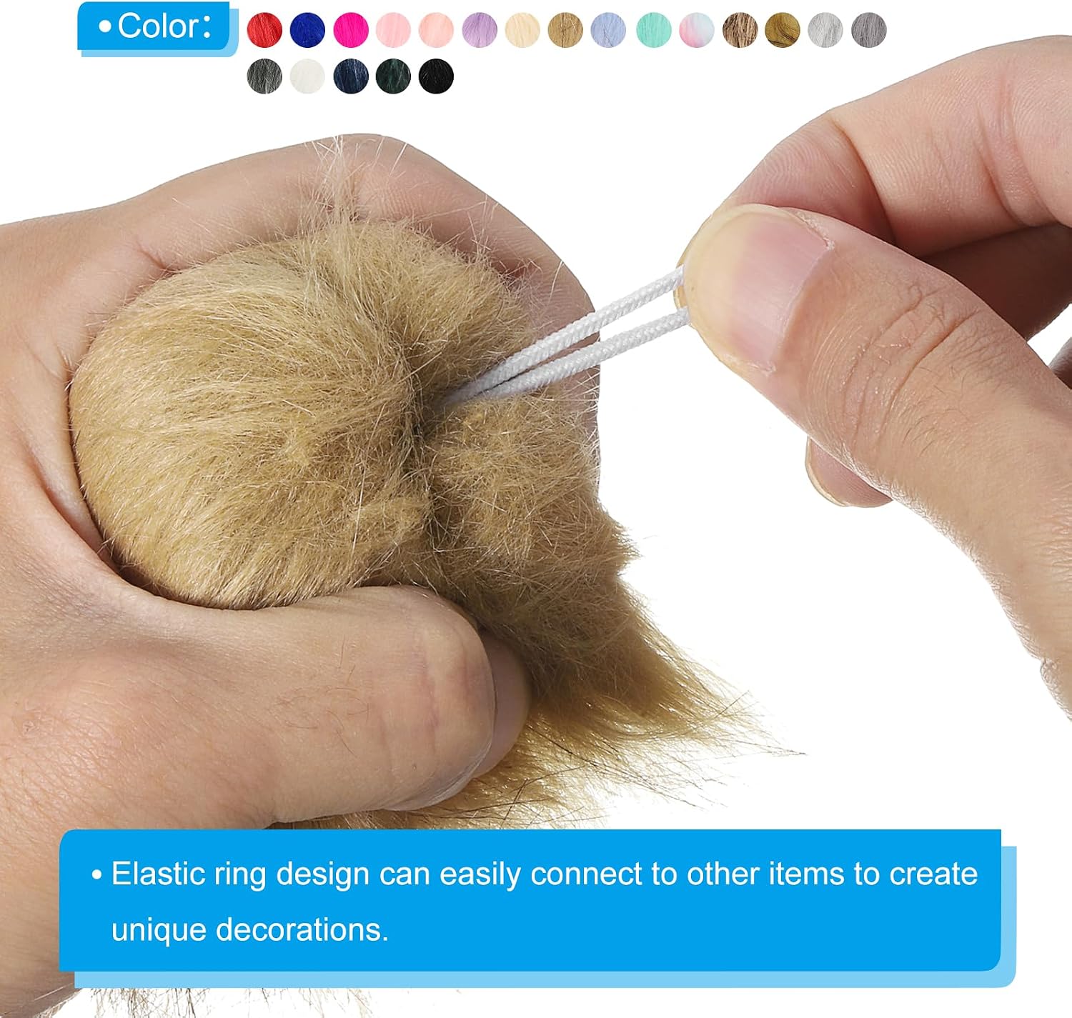 PATIKIL Faux Fur Pom Poms for Hats, 12 Pcs Fluffy Soft Fur Poms Balls with Elastic Loop for Keychain Knitting Hats DIY Scarves Gloves Bag Christmas, 6 Color