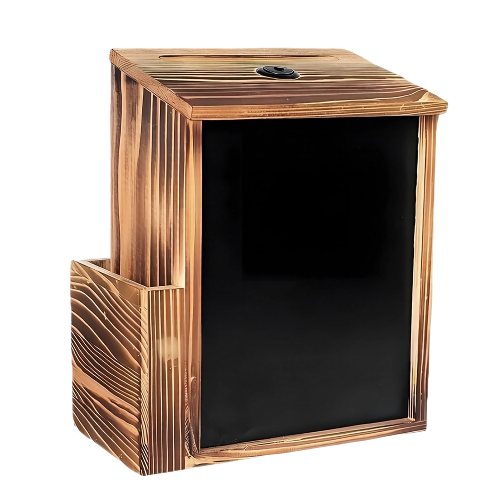 Ekoama Wooden Mailbox Featuring Detachable Chalkboard And Locking Mechanism For Secure Donations Workplace School