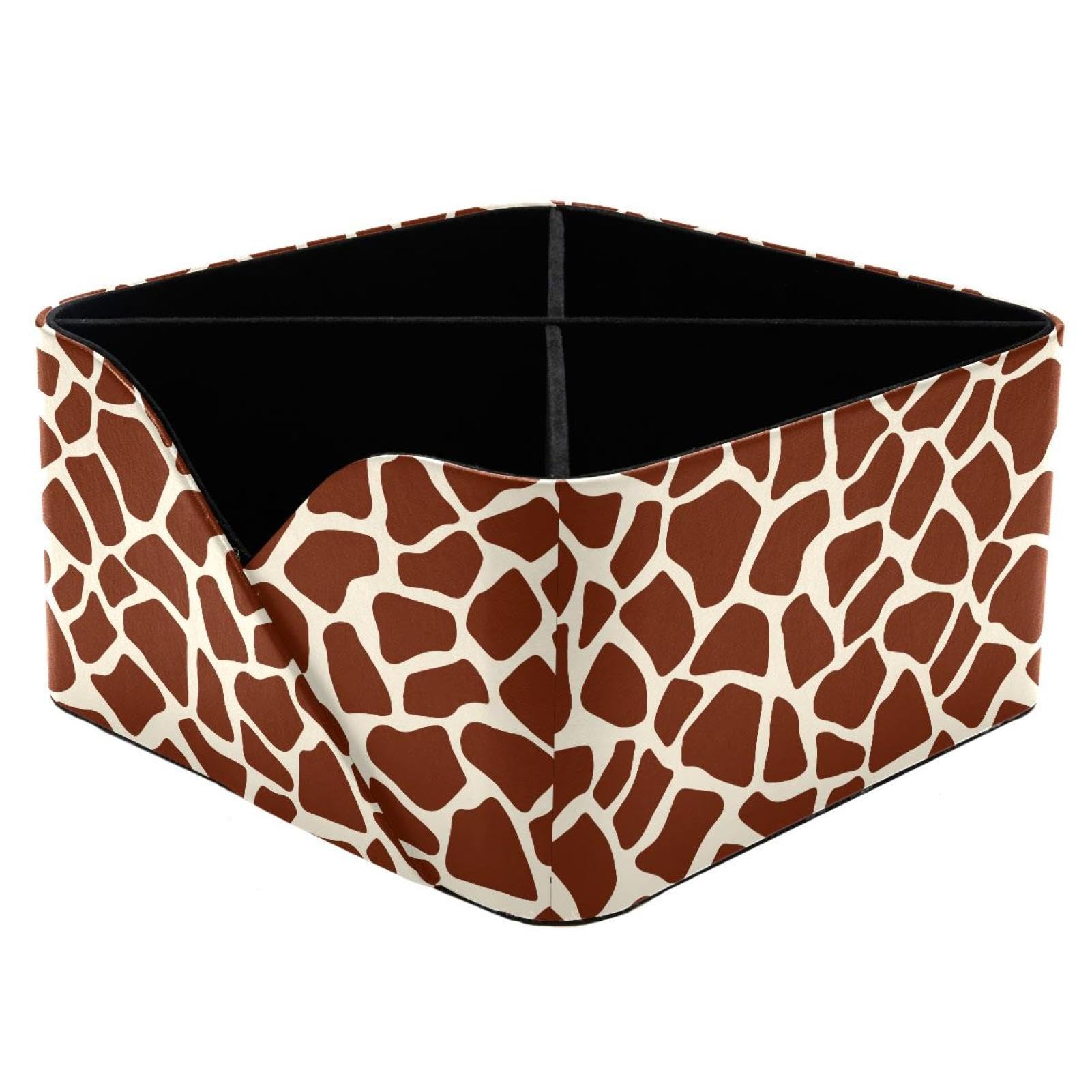KengjuTesu Giraffe Print Desktop Organizer Pen Holder, Rectangular Pencil Cup for Office, Study and Makeup Stations