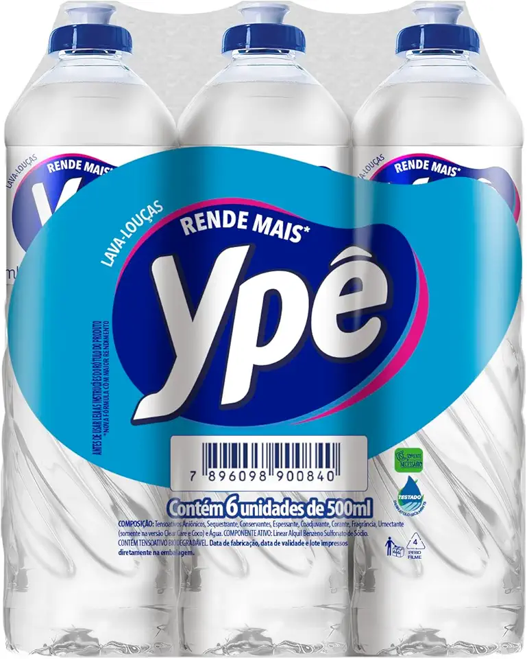 Ypê Pack Detergente Coco 500ml (6 unidades)