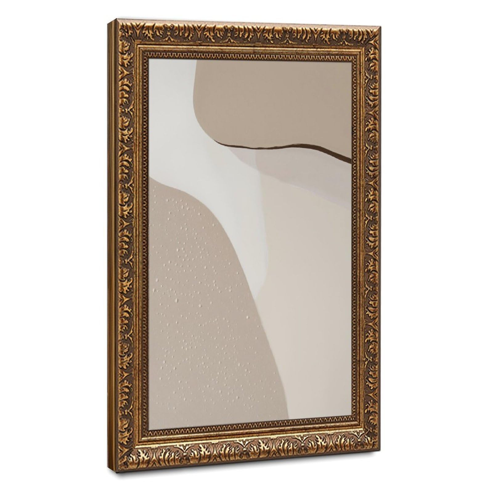 Zguols Beige Abstract And Minimalist Poster 21 Canvas Poster Bedroom Decor Sports Landscape Office Room Decor Gift Retro Gold Frame 16" L X 24" W