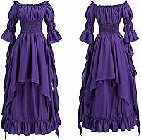 Vista 40 de NSPSTT Vestido victoriano, disfraz renacentista para mujer, vestido de bruja gótico, vestido de boda medieval