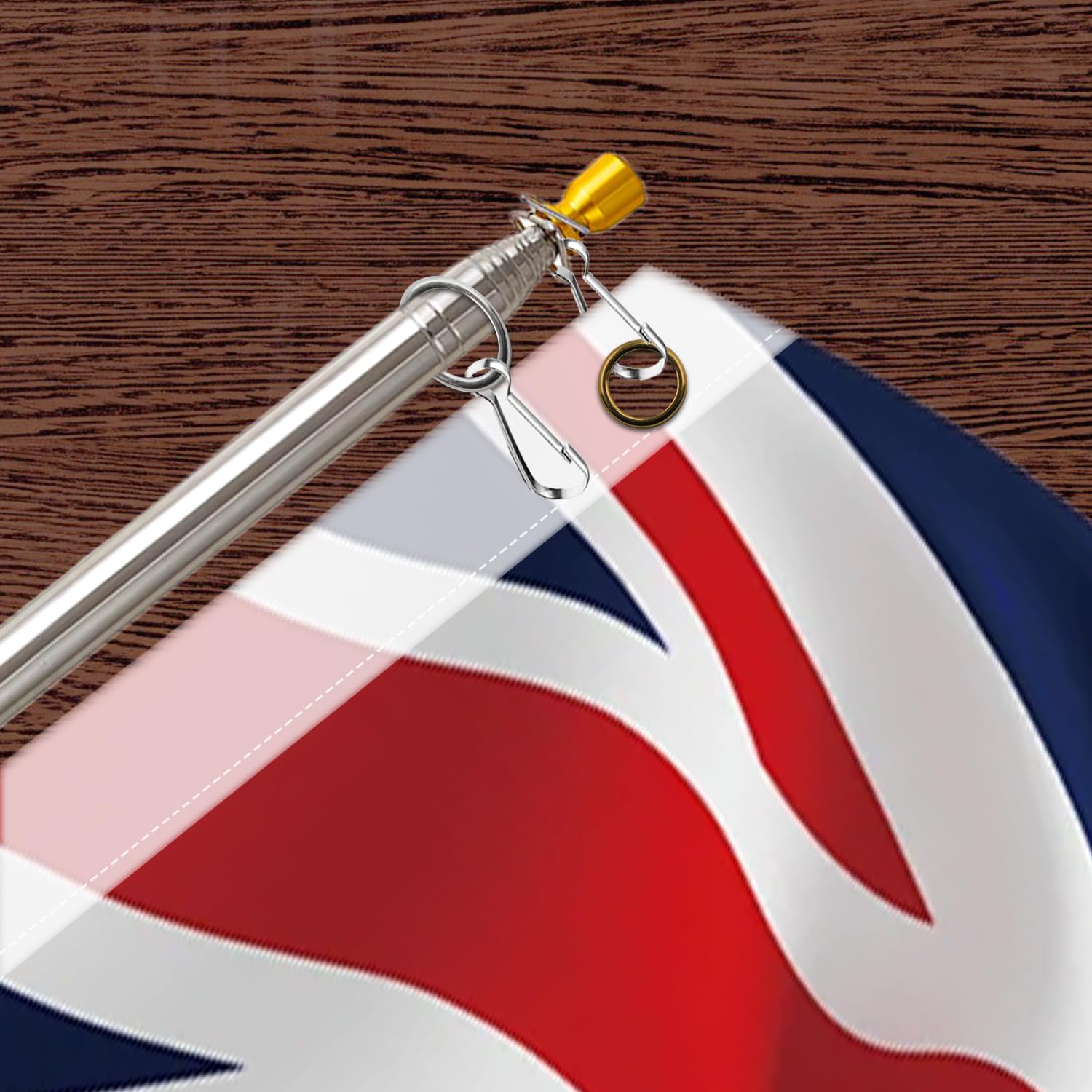 Cipszoely 8.2FT Telescopic Flag Pole Portable Handheld Flag Poles with Clips Stainless Steel Extendable Flag Pole with Anti-Slip Grip for Tour Guide Teaching Festival Parade - Image 4