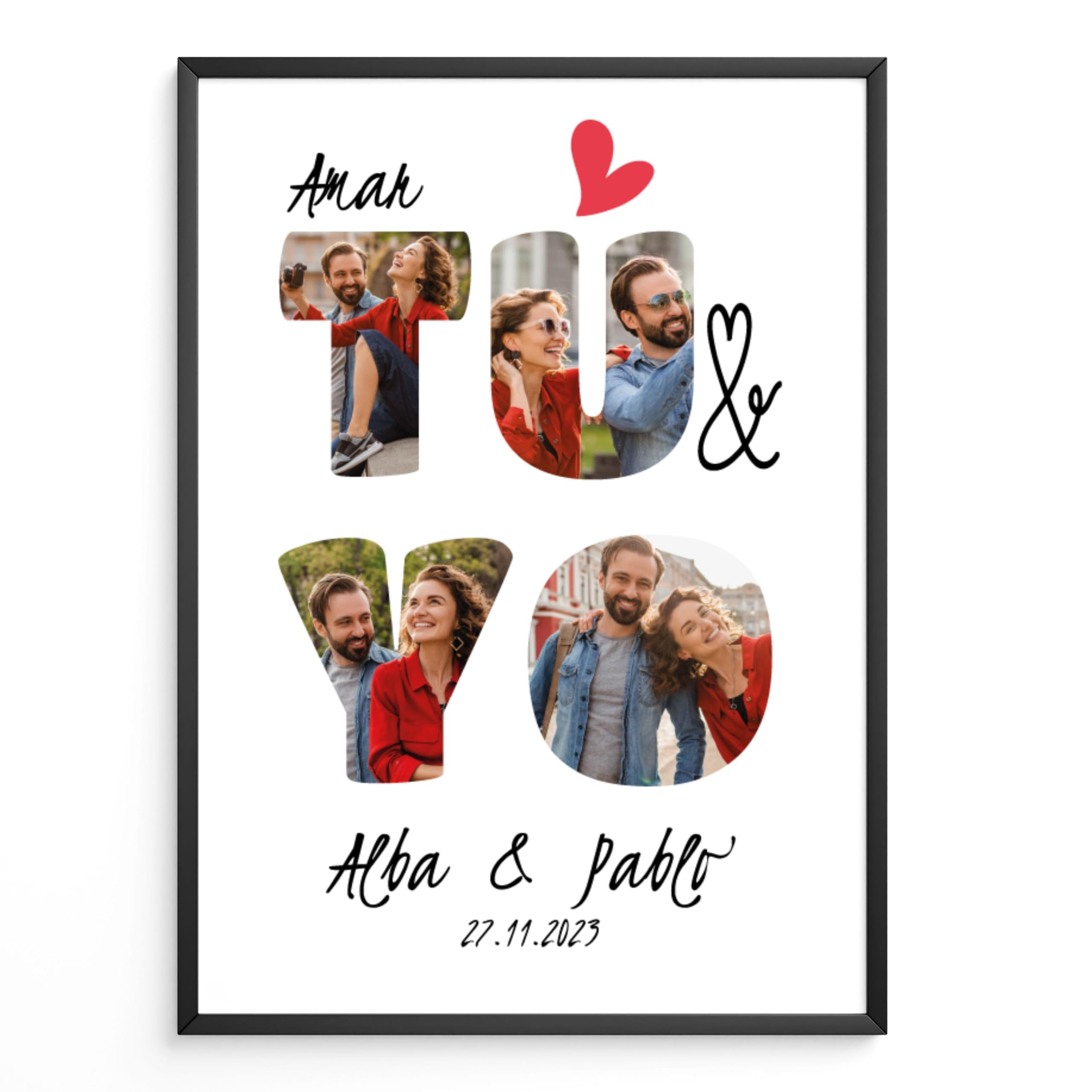 Tú & yo - Póster personalizado para hombre o mujer, para ti y para mí, póster o lienzo personalización, regalo para parejas enamoradas, cumpleaños, Navidad, San Valentín