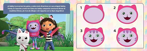 La Casa de Muñecas de Gabby Lee y Dibuja - Recursos de aprendizaje para niños, una pizarra magnética, un lápiz fácil de usar, libro de cuentos de 22 páginas