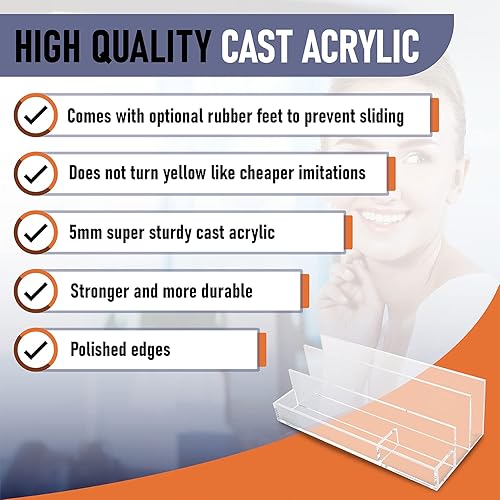 Miniatura 2 de Organizador de escritorio de acrílico para suministros de oficina y accesorios de escritorio, 12.5 x 5.5 x 4 pulgadas y 0.197 in de acrílico para