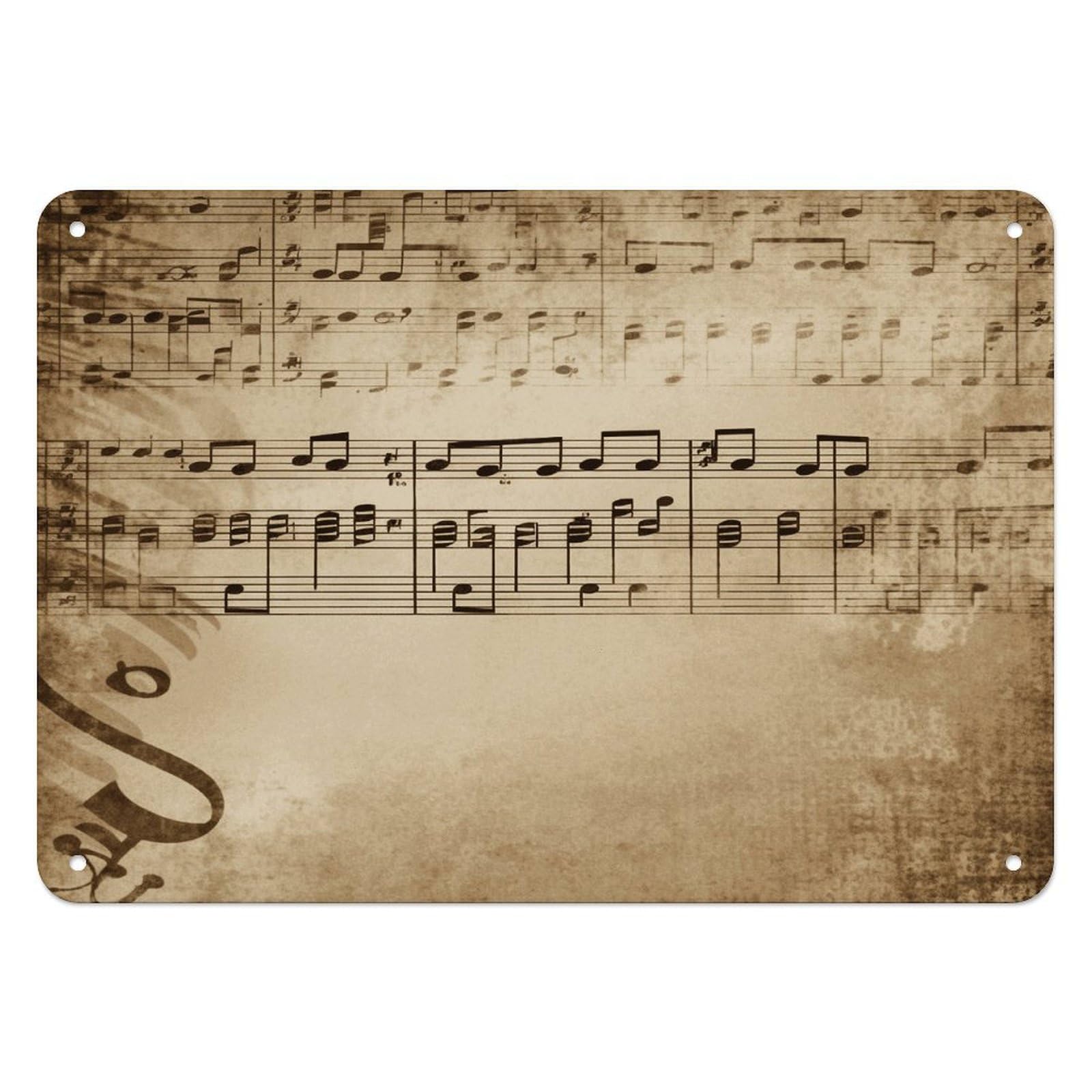 Fekiloot Style Music Notes On Old Paper Wall Decor Iron Painting Metal Sign