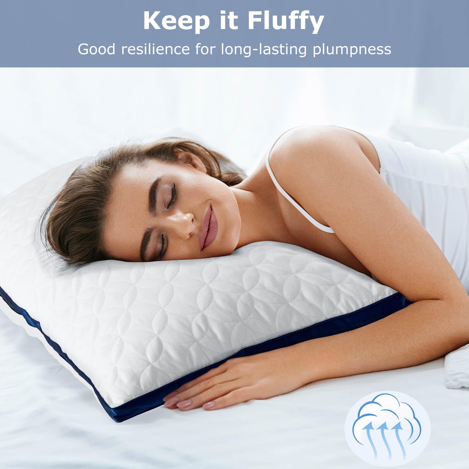 Slybear Pillows King Size Set of 2, Cooling Hotel Luxury Bed Pillows for Sleeping 2 Pack, Supportive Breathable Down Alternative Gusseted Pillow for Back Stomach or Side Sleepers, Machine Washable