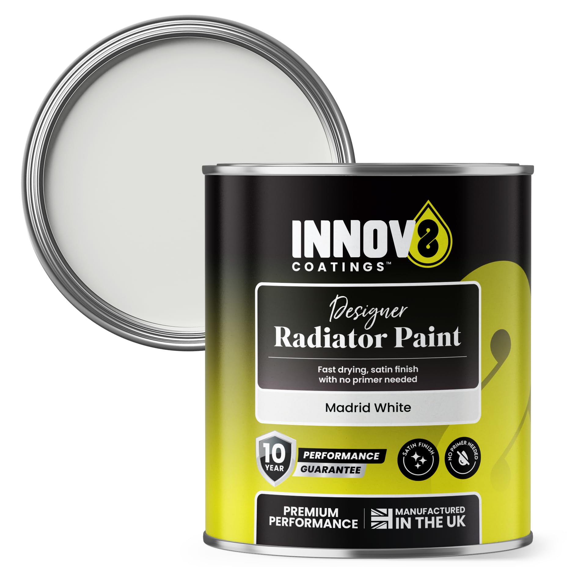 INNOV8 COATINGS RADIATOR PAINT - 750 ml - Satin - Fast Dry (Madrid White)