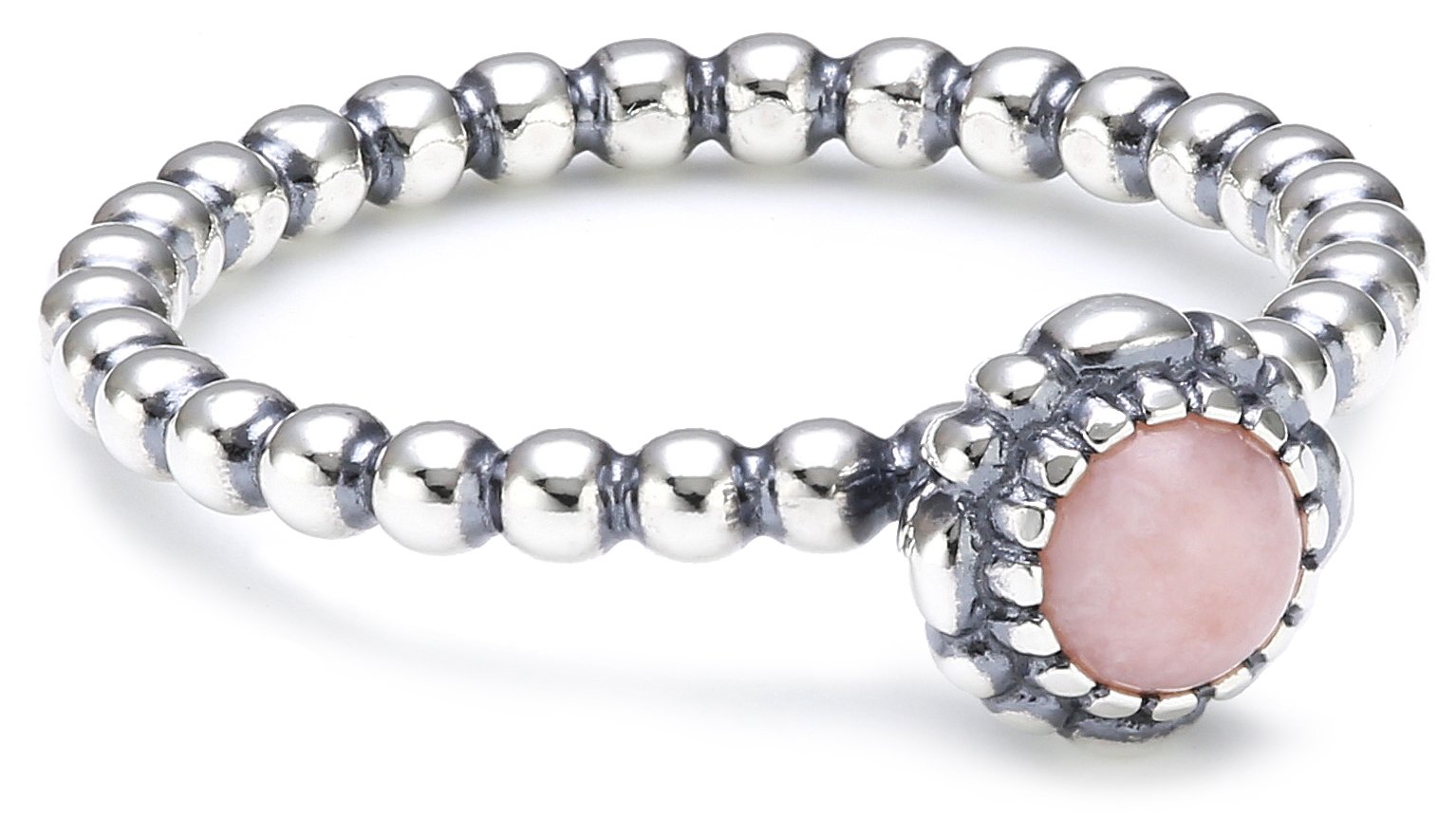 Authentic Pandora Pink Opal October Birthday Blooms Ring Size 50