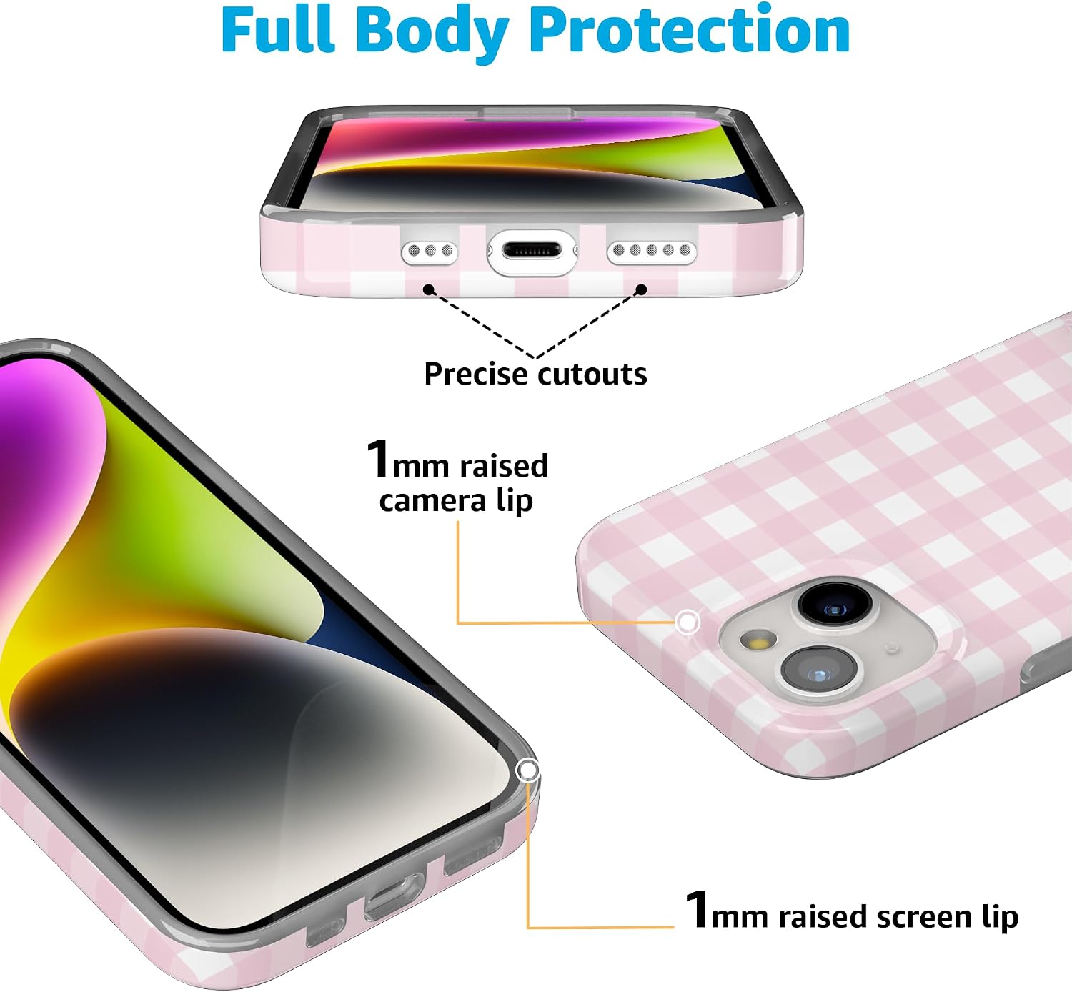 Casely iPhone 15 Plus Case | Pink Plaid | Sunday Best | Compatible with MagSafe | Classic Ultra Slim Design