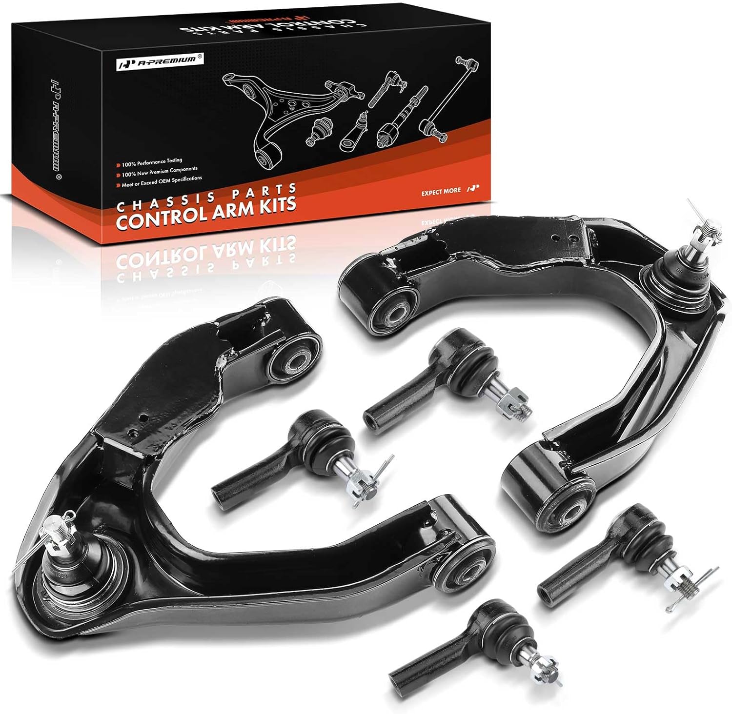 A-Premium Set of 6, Front Upper Control Arm, Inner Outer Tie Rod End, Compatible with Nissan Frontier 1998-2004, Xterra 2000-2004