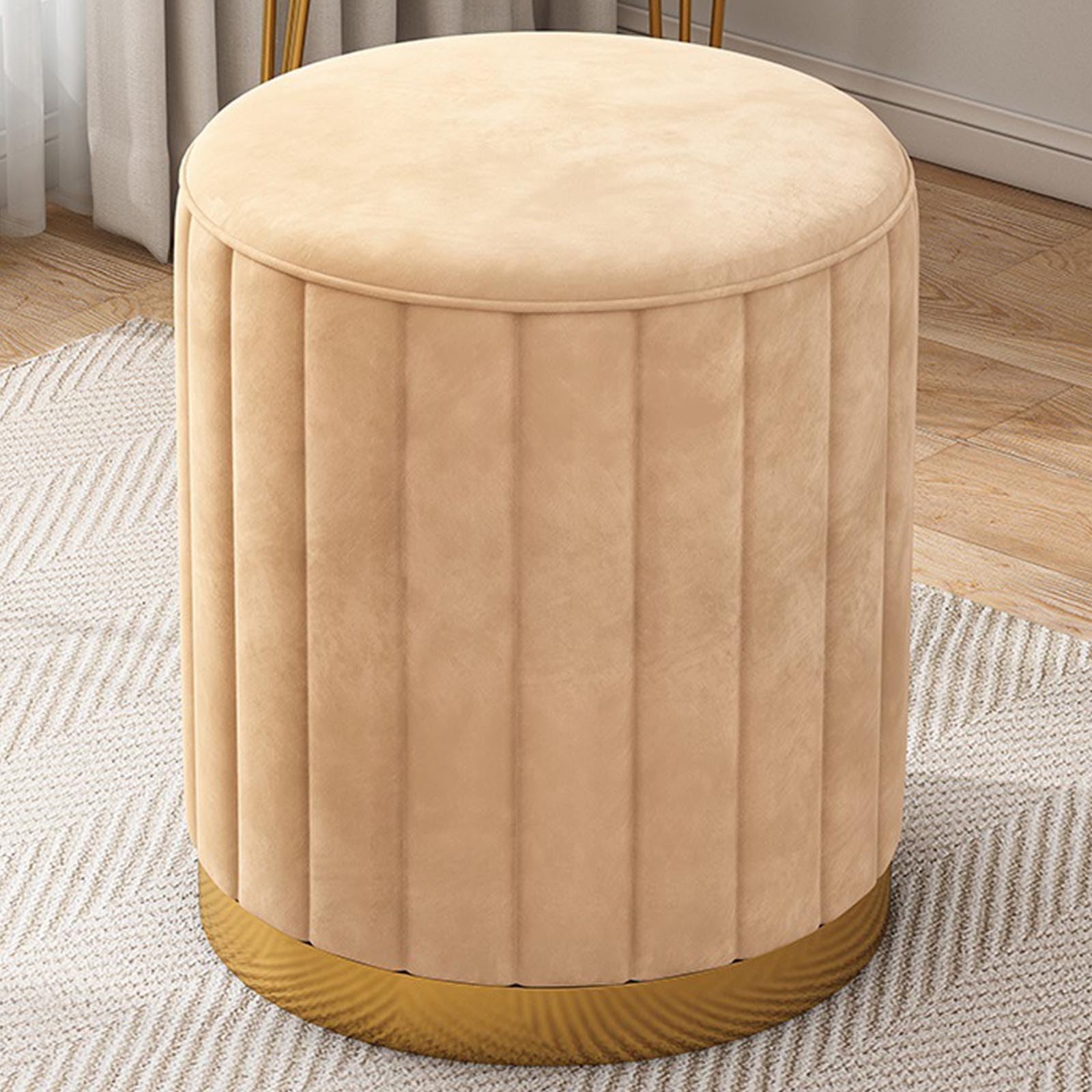 Pouf rond en velours élégant avec couvercle amovible pour salon raffiné