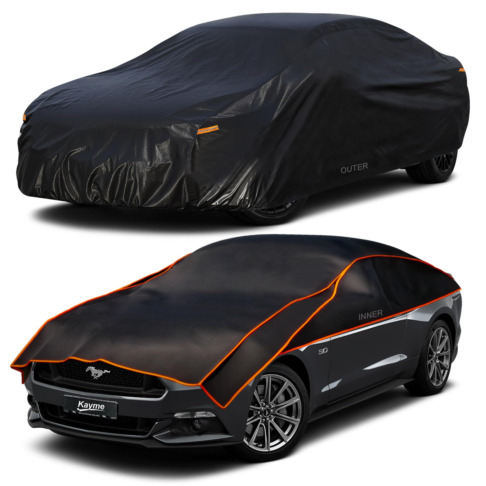 kayme hail protector car cover, multilayer thickened full car cover,fit sedan coupe cabrio,waterproof all weather with wind straps.