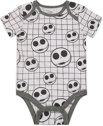 Miniatura 5 de Disney Nightmare Before Christmas Jack Skellington - Paquete de 3 mamelucos para bebé, color gris
