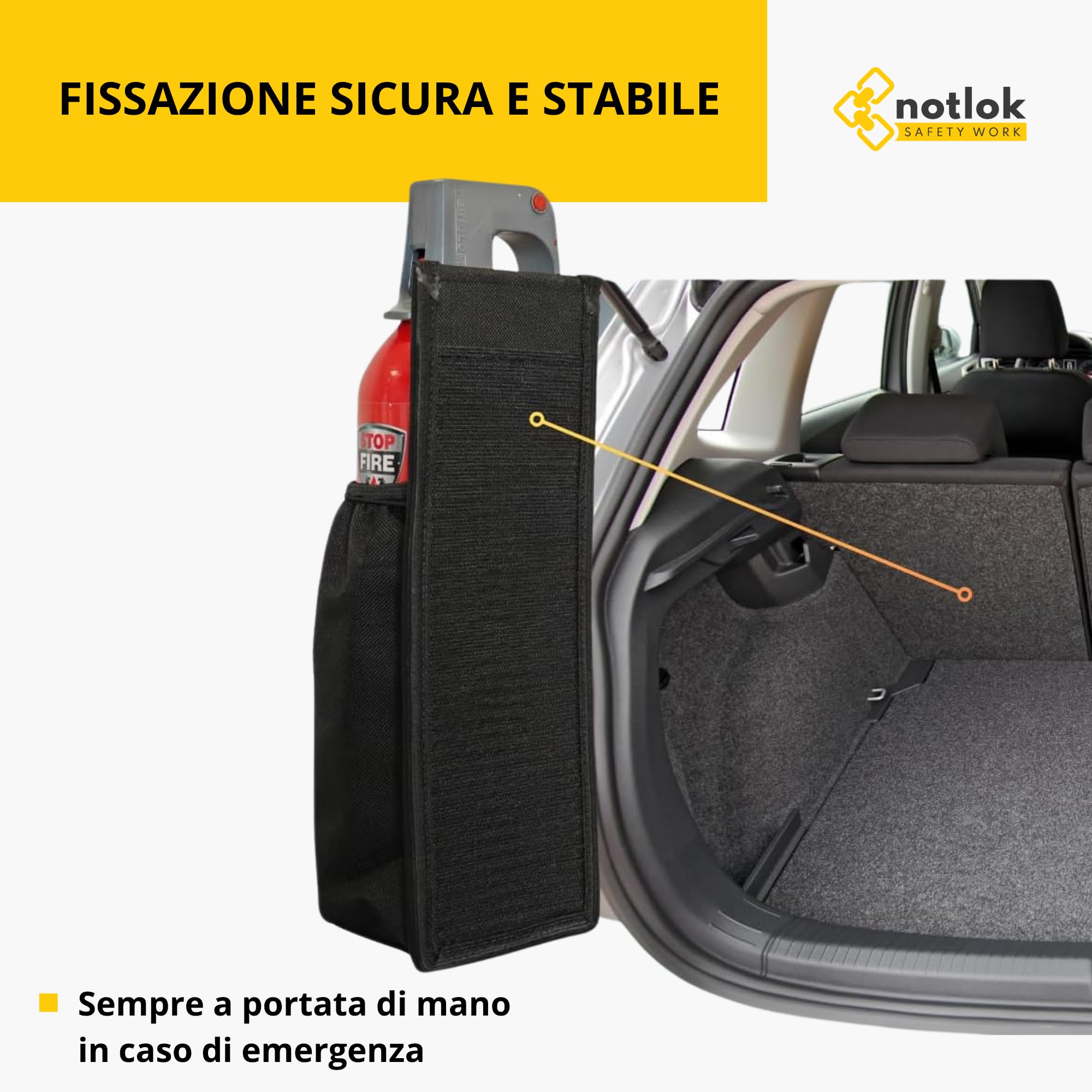 Estintore a Polvere 1kg ABC + Dispositivi Elettrici <1000V | Mini Estintore Portatile + Supporto Auto a strappo | 3 Anni di Garanzia | Estintore Casa, per Auto, Camper, Cucina