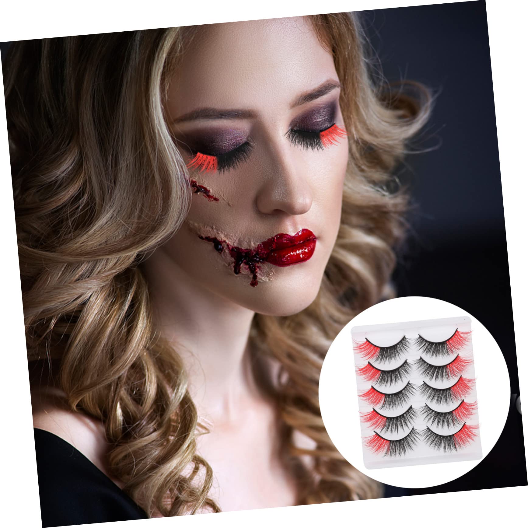 WOONEKY 25 Paia ciglia finte colorate ciglia con strisce di ciglia colorate ciglia manga pestañas postizas naturales ciglia di ciglia cosmetiche Imitazione rosso