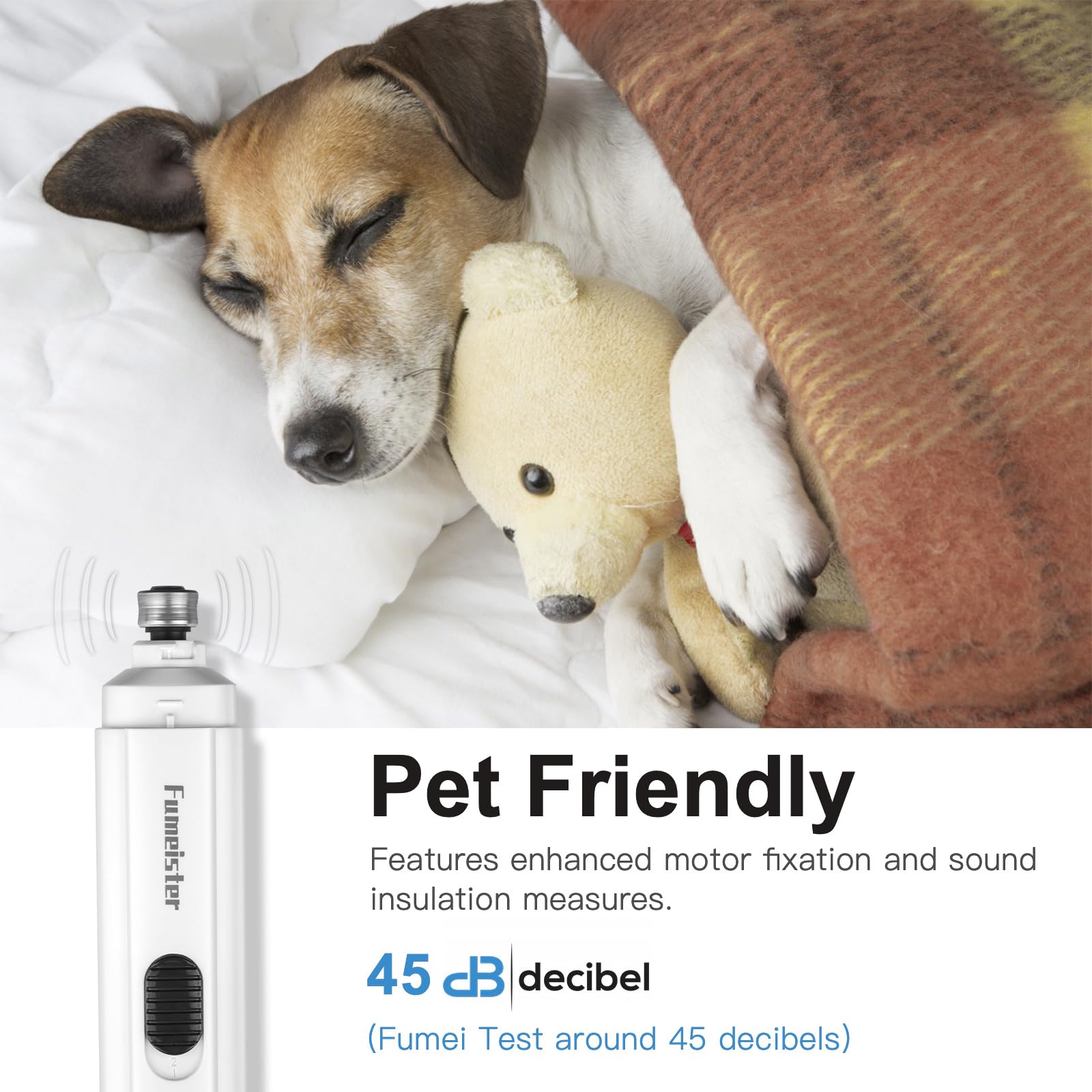 Fumeister Pet Nail Grinder for Dogs, Quiet 2-Speed Rechargeable Dog Nail Trimmer with Type-C Charging - Image 4