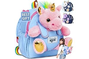 Naturally KIDS Backpack for 2-3 Year Old Girls, Unicorn Pink Backpack for Toddler Girls