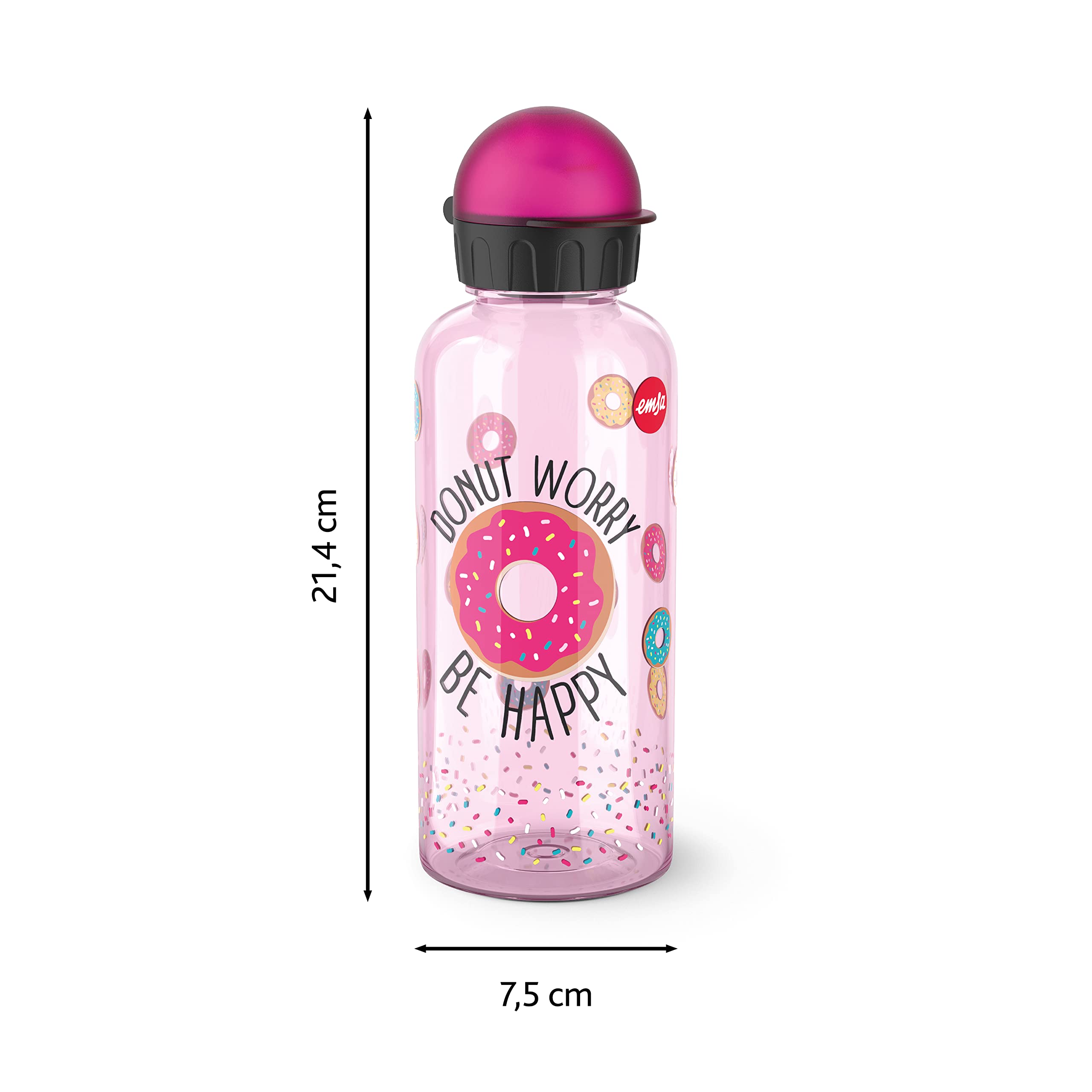 Emsa Teens Tritan Borraccia 0,6L – Plastica Robusta Senza BPA – Tappo Intelligente Aperto/Chiuso – Design Ciambella Per Ragazzi