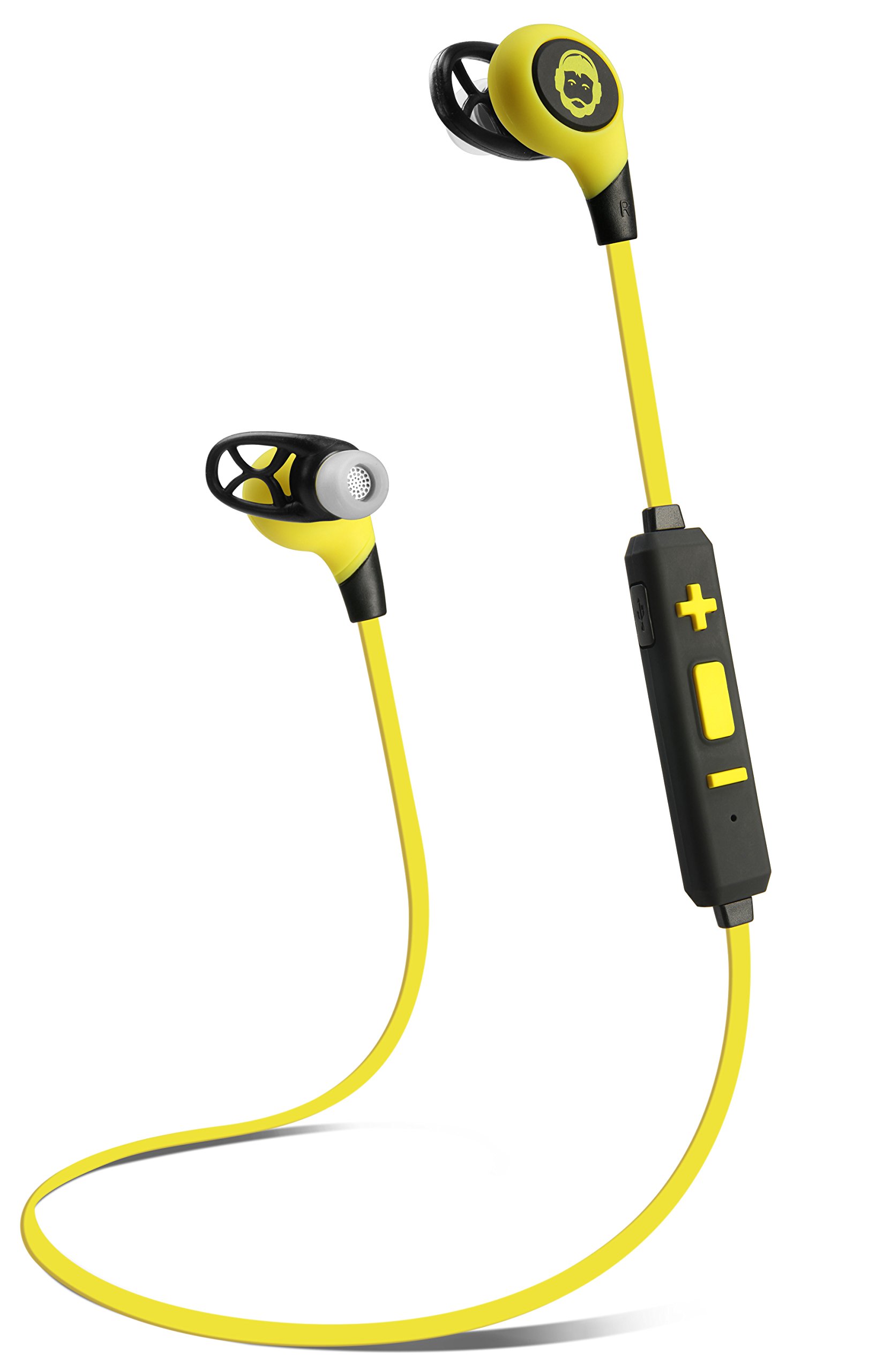 URGE Basics BKHC BK Sport Bluetooth Tangle-Free Earbuds with Built-In Mic, Rechargeable Battery and Multimedia Function, Compatible with Samsungs, Androids, iPhones and Other Mobile Devices, Yellow