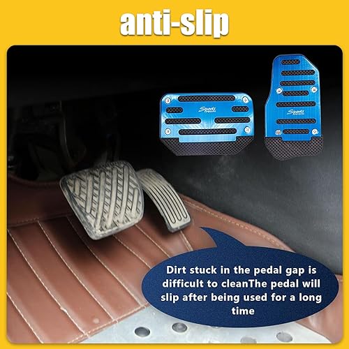 Miniatura 4 de Fluher 2 piezas de repuesto para pedal de automóvil, acelerador + freno, instalación sin perforaciones, pedales decorativos deportivos, aleación +