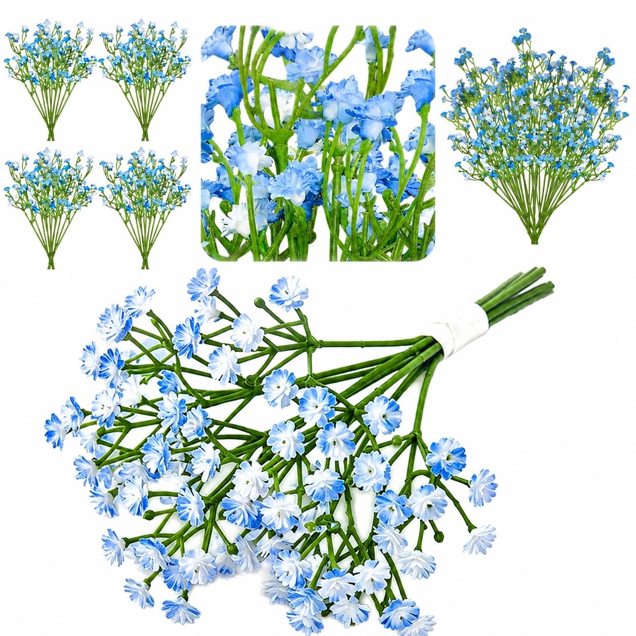 ACKKOR 6 PCS Artificial Blue Flowers, Elegant Blue Fake Flowers, Premium Artificial Decorative Blue Artificial Flowers for Wedding Home Decor