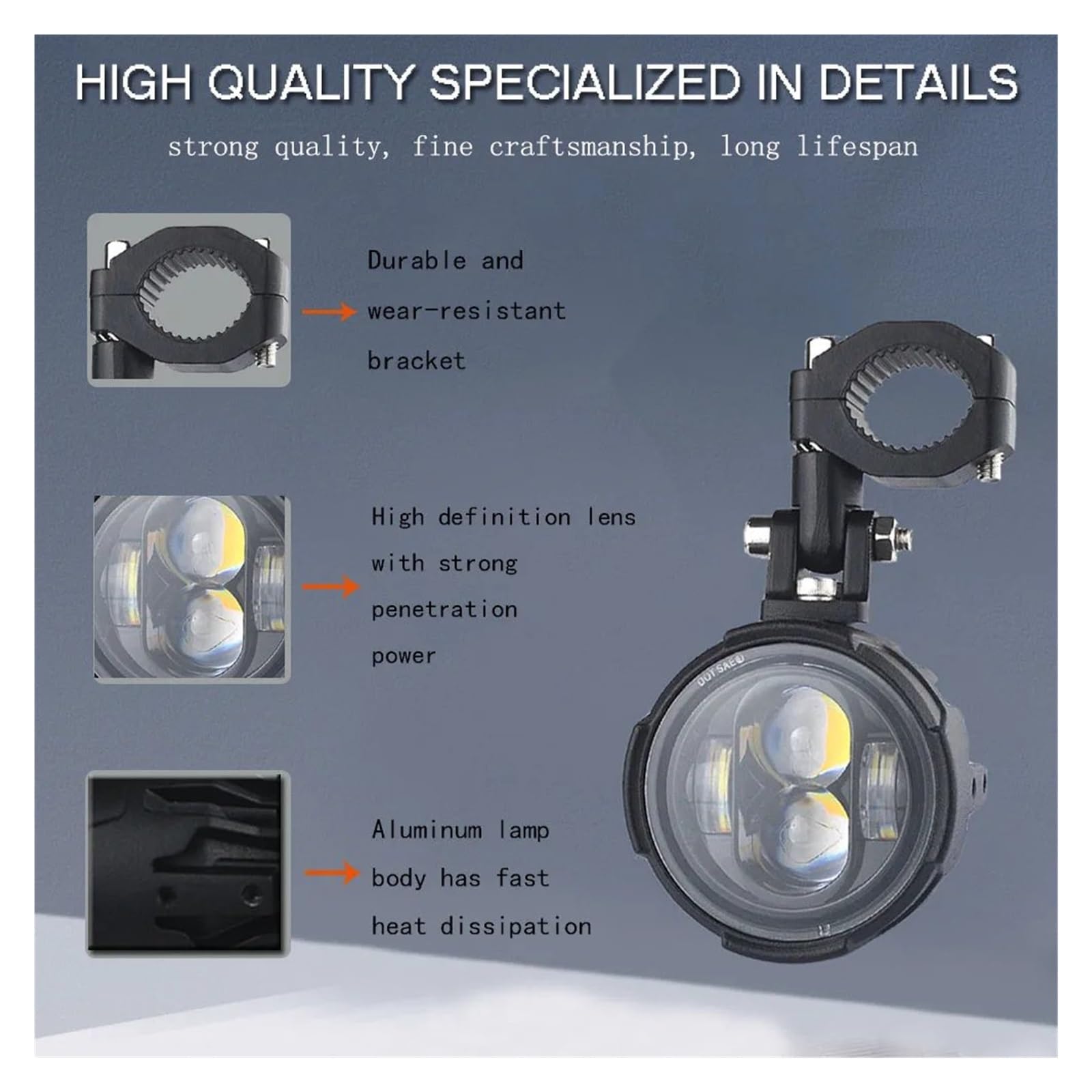 Feux Avant Moto Phare Antibrouillard LED 100W Double Couleur - Blanc Et Jaune Avec Clignotants - Éclairage Auxiliaire Puissant
