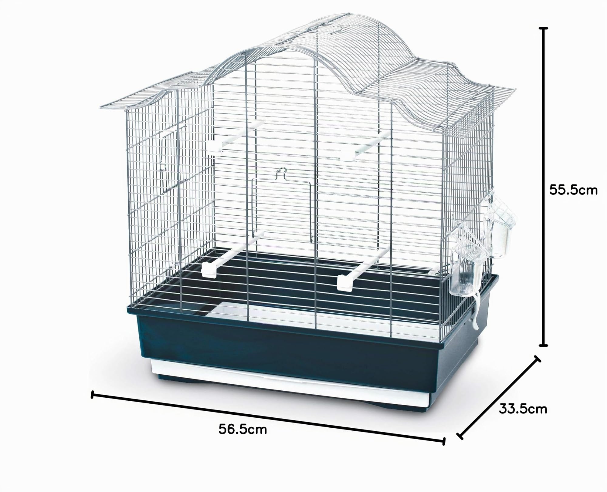 Kerbl Pet Gabbia per uccelli Gabbia Sophia, 55,5x33,5x56,5cm, blu scuro, 4 posatoi, 2 ciotole, vaschetta estraibile