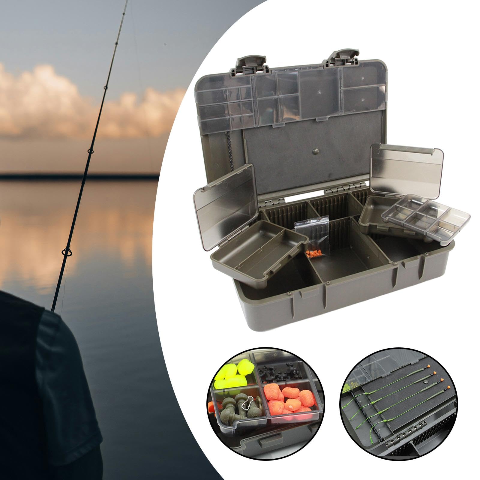 Scatola Porta Attrezzi da Pesca alla Carpa con Scomparti Multipli per Perline, Attrezzi E Ami