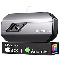 TOPDON TC002C Duo Termocamera Professionale per Android e iPhone, 512×384 TISR ad Altissima Risoluzione Telecamera Termica USB-C, da -20℃ a 550℃, Precisione 0.1℃, Frequenza 25Hz, 40mK