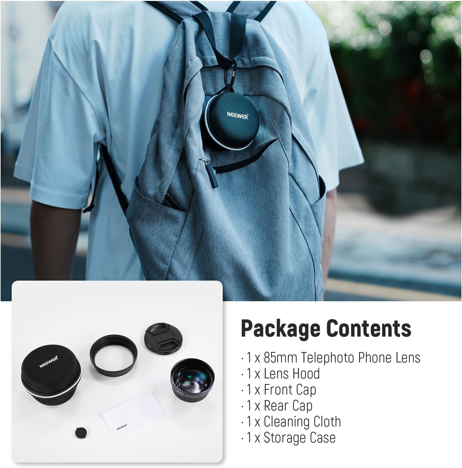 NEEWER Smartphone Telephoto Lens 2.5x Telephoto Lens HD 85mm for 17mm Jib Backplate 17mm Lens Adapter/Lens Hood Included Compatible SmallRig NEEWER iPhone Samsung Smartphone Cage Case for Wildlife