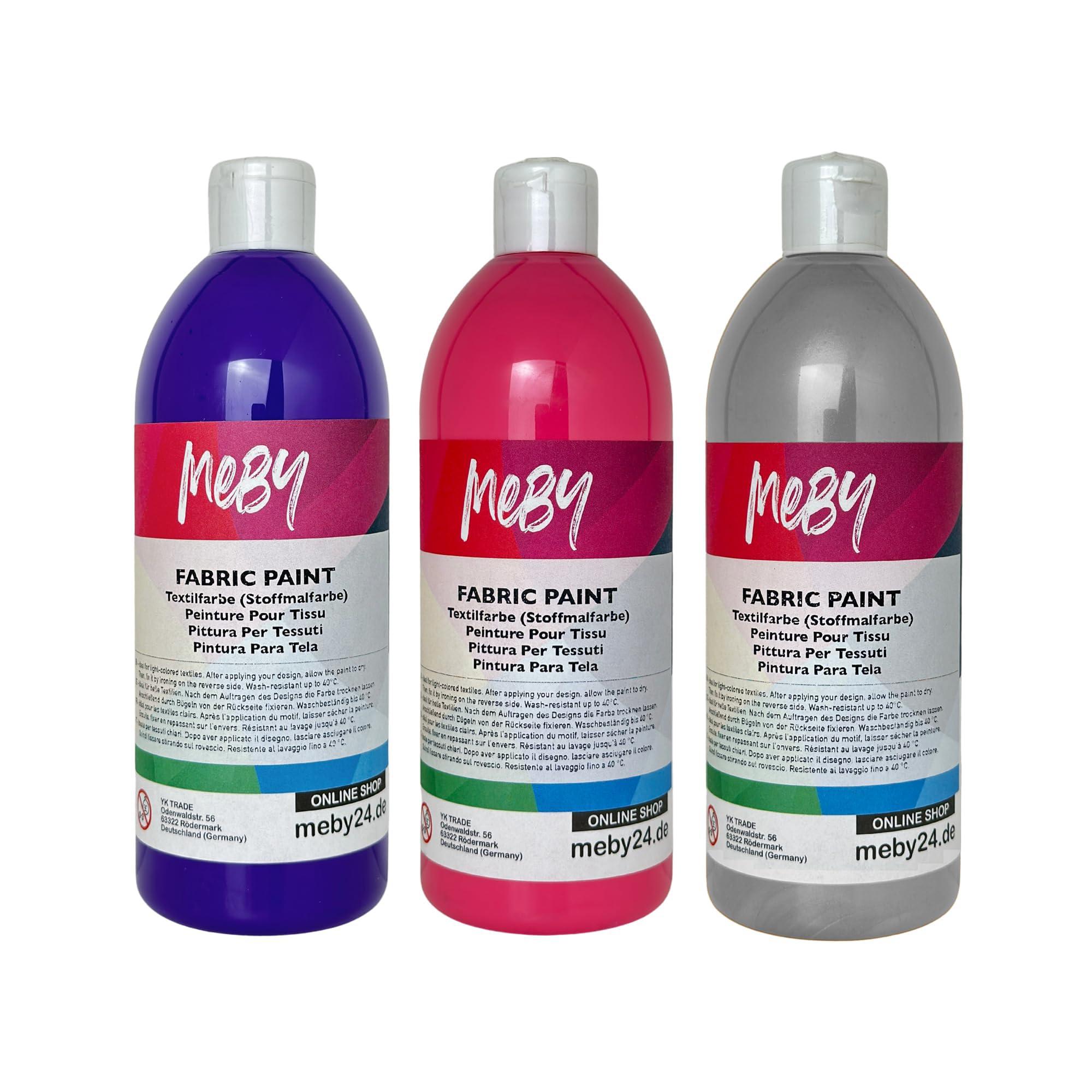Stoffmalfarben-Set (9 Farben x 500 ml) – Textilfarbe für helle Stoffe, waschbeständig & bügel-fixierbar (9-Farben-Set)
