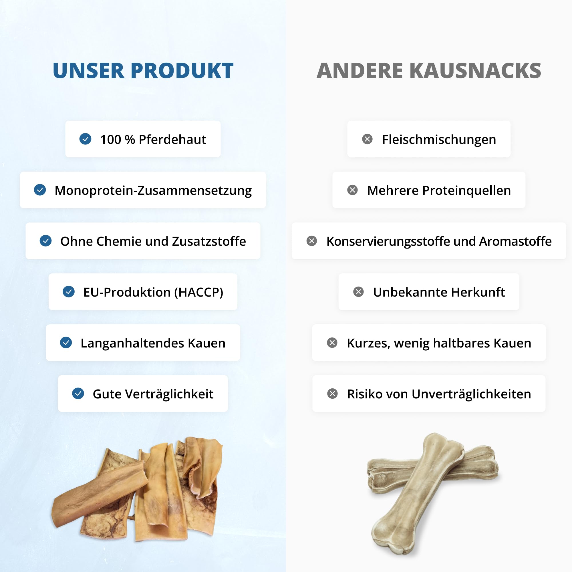 3 kg Pferdehaut für Hunde getrocknet - Hypoallergener Kausnack & Belohnung - Getrocknete Pferdekopfhaut Extra Hart - Idealer Kauartikel für Allergiker