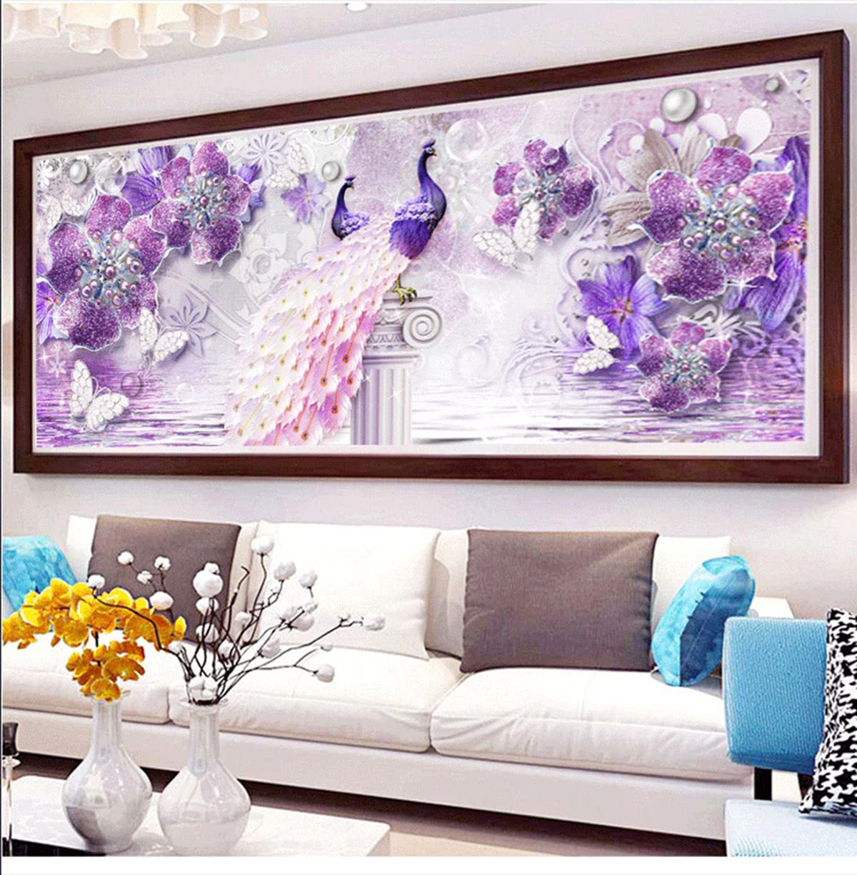 Instarry 5D Diamant Painting Bilder Groß Pfau Home Decoration 120x50 cm