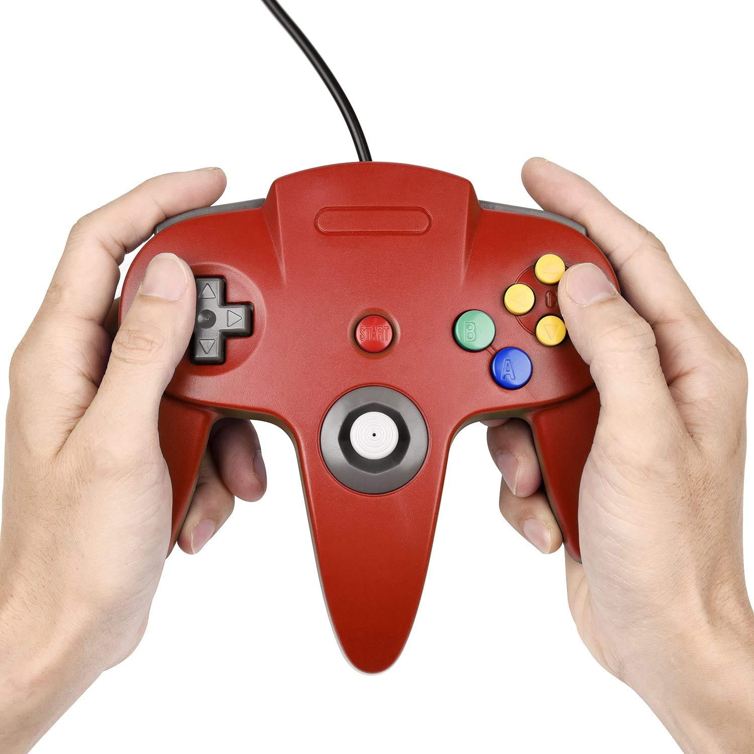 miadore Lot de 2 manettes classiques N64 (bleu/rouge) avec 2 câbles d'extension N64 de 1,8 m pour console de jeux vidéo N64
